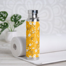 Goldweiße Blume Trinkflasche