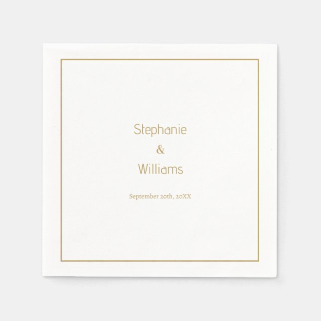 Goldweiße einfache Hochzeit Elegante Serviette (Vorderseite)