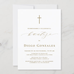 Goldweiße Einladung De Bautizo Boy Taufe