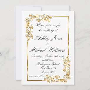 Goldweiße Elegante Glamour informelle Hochzeit Einladung