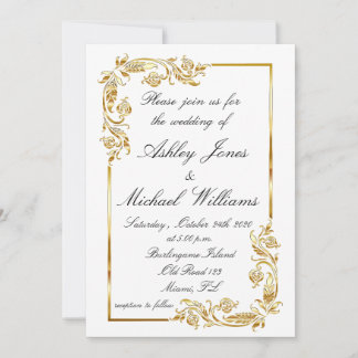 Goldweiße Elegante Glamour informelle Hochzeit Einladung