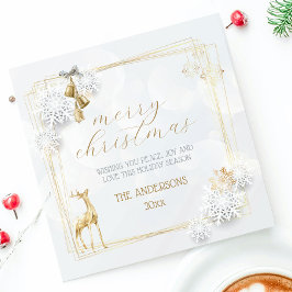 Goldweiße Elegante Vintage Schrift Frohe Weihnacht Feiertagskarte