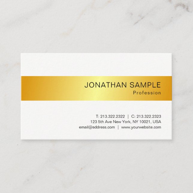 Goldweiße Farben Modernes, elegantes, Minimalistis Visitenkarte (Vorderseite)