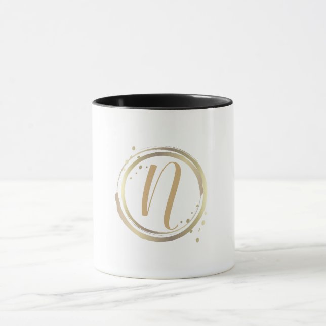 Goldweiße Glam Moderner Minimaler Personalisierter Tasse (Zentrum)