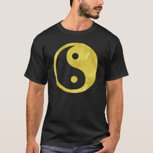 Goldweiße Imitat Fossil Metallic Yin Yang Taoismu T-Shirt