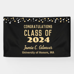 Goldweiße Konfetti Herzlichen Glückwunsch Grad Banner