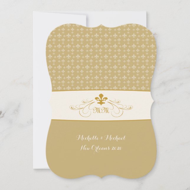 Goldweiße Lilie Hochzeit Einladung (Vorderseite)