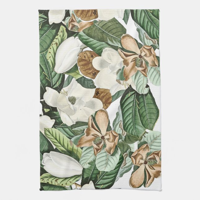 Goldweiße Magnolien-Blumen-Blumenküchen-Tuch Geschirrtuch (Vertikal)