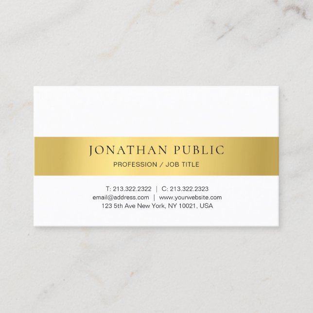 Goldweiße, moderne Minimalistische Design Elegant Visitenkarte (Vorderseite)