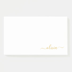 Goldweiße, moderne Script-Girl-Monogramm-Bezeichnu Post-it Klebezettel