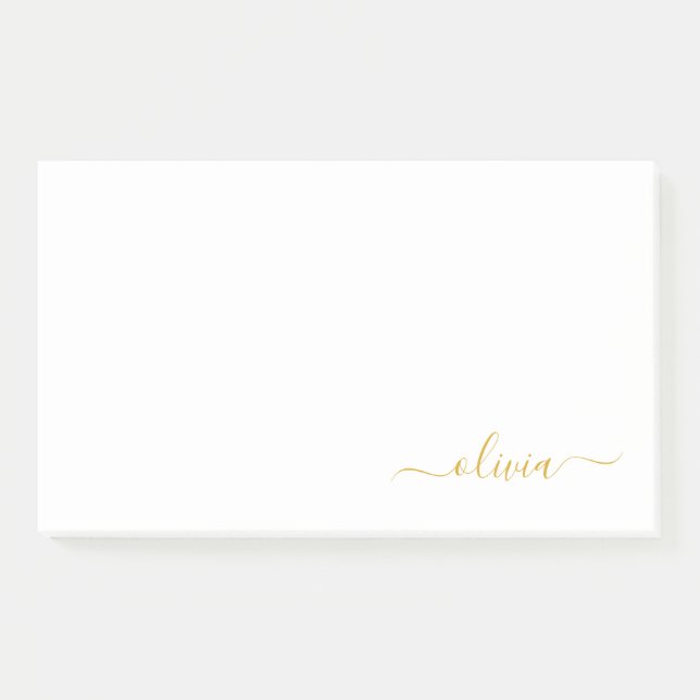 Goldweiße, moderne Script-Girl-Monogramm-Bezeichnu Post-it Klebezettel (Vorderseite)
