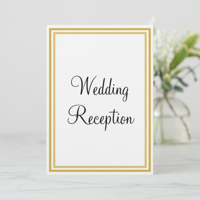 Goldweiße Monogramm-Hochzeitsempfehlung Einladung (Stehend Vorderseite)