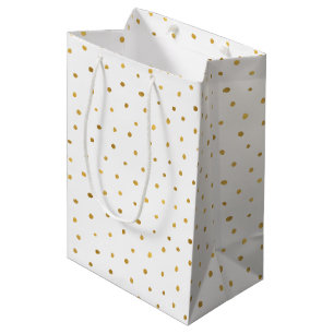 Goldweiße Punkte Mittlere Geschenktüte