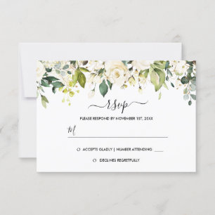 Goldweiße Rosen-Hochzeit RSVP Karte