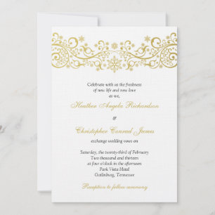 Goldweiße Schneeflocke Einladung zur Hochzeit