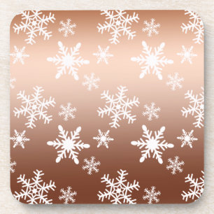 Goldweiße Schneeflocken Weihnachten Untersetzer