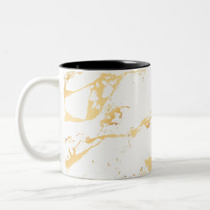 Goldweißer Marmor Akryllische Malerei Die Abstrak Zweifarbige Tasse