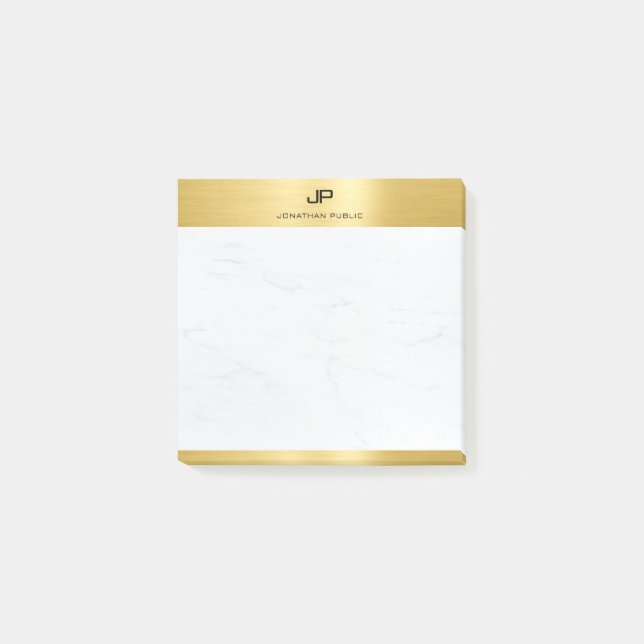 Goldweißer Marmor Elegantes Template Moderne Post-it Klebezettel (Vorderseite)