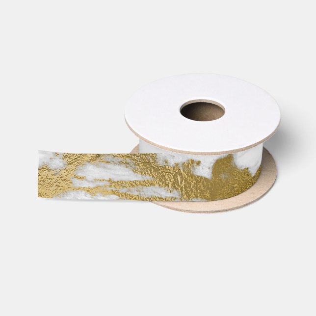 Goldweißer Marmor Hochzeitszwirn Satinband (Spule)