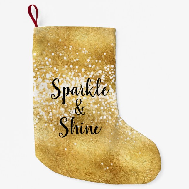 Goldweißer Schein-Glanz Kleiner Weihnachtsstrumpf (Vorderseite)