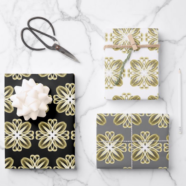 Goldweißes Design - individueller Hintergrund Geschenkpapier Set (Vorderseite)