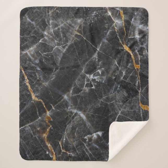 Goldweißes Marmordesign Sherpadecke (Vorderseite)