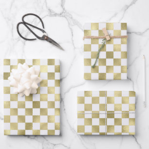 goldweißes Quadratzoll Geschenkpapier Set