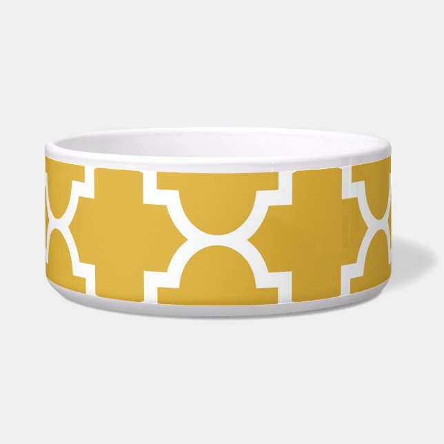 Goldweißes Quatrefoil Marokkaner-Muster Napf (Vorderseite)