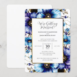 Goldweißes Rahmen Lila Blumenhintergrund Einladung