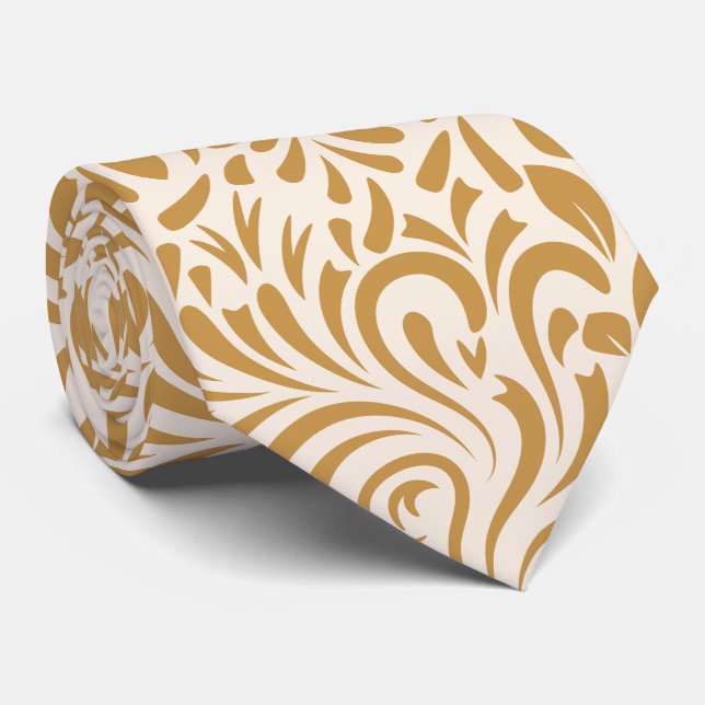 goldweißes Swirbelmuster Krawatte (Gerollt)