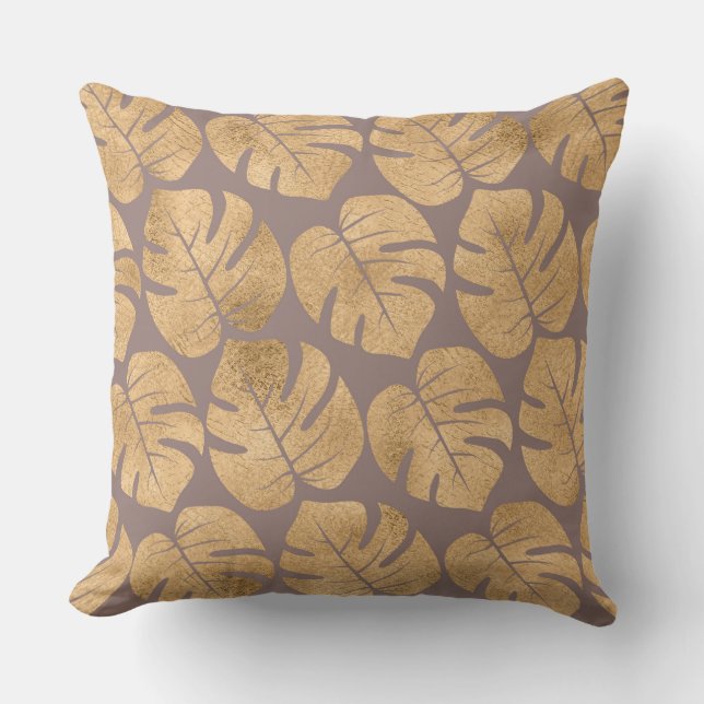 Goldweites Leaf dekoratives Kissen (Vorderseite)