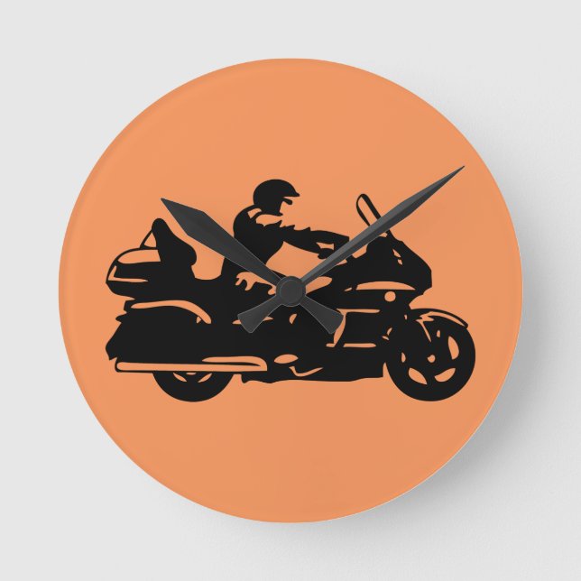 goldwing Radfahrermotorrad moto Runde Wanduhr (Vorderseite)