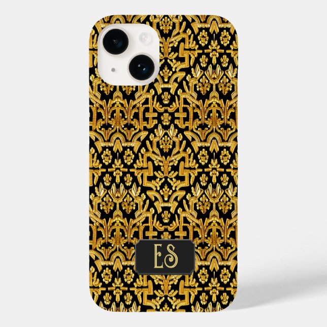 Goldwork-Stickerei - Sonderanfertigung Gold auf sc Case-Mate iPhone 14 Hülle (Rückseite)