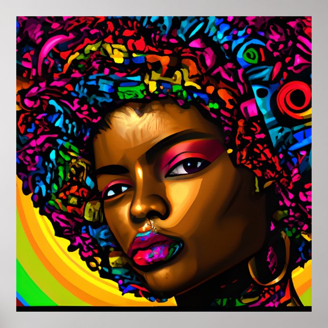 Goldy Queen Rainbow Niedlich Black Melanin Afro Poster (Vorne)