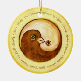 GoldYin Yang Friedenstauben-Keramikdekoration Keramikornament