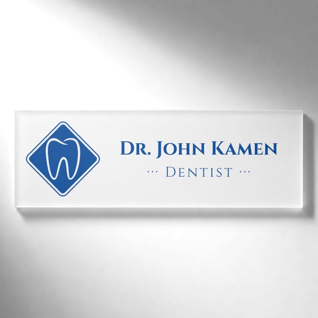 Goldzahnarzt | Lucky Teeth Namenschild (Vorderseite)