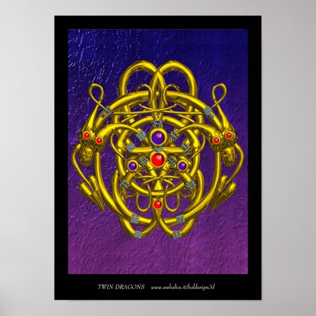 GOLDZELLTISCHE KNOTEN MIT ZWEI DRACHEN POSTER (Vorne)