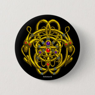 GOLDZELLTISCHE KNOTEN MIT ZWEI DRAGONEN BUTTON