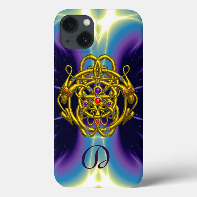 GOLDZELLTISCHE KNOTEN MIT ZWEI-DRAGONEN-MONOGRAMM Case-Mate iPhone HÜLLE (Rückseite)