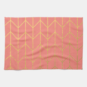 GoldZickzack korallenroter rosa Handtuch