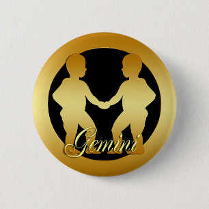 GOLDzwillings-TIERKREIS-ZEICHEN Button