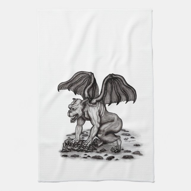 Golem Gargoyle Geschirrtuch (Vertikal)