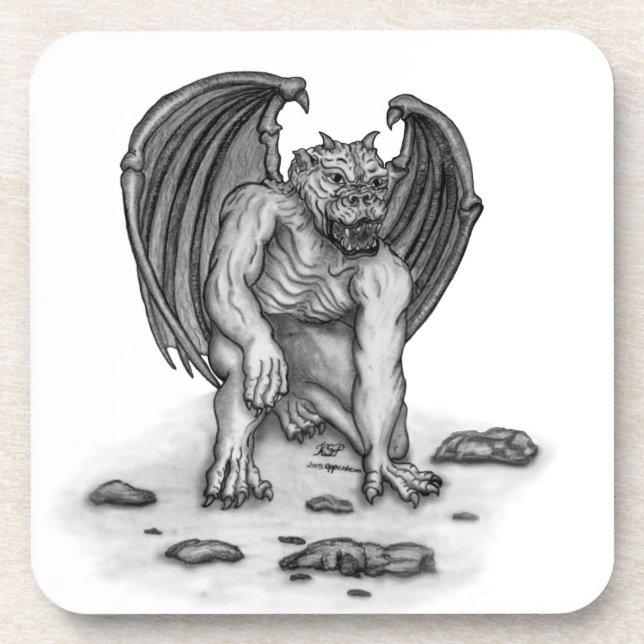 Golem Gargoyle Getränkeuntersetzer (Vorderseite)