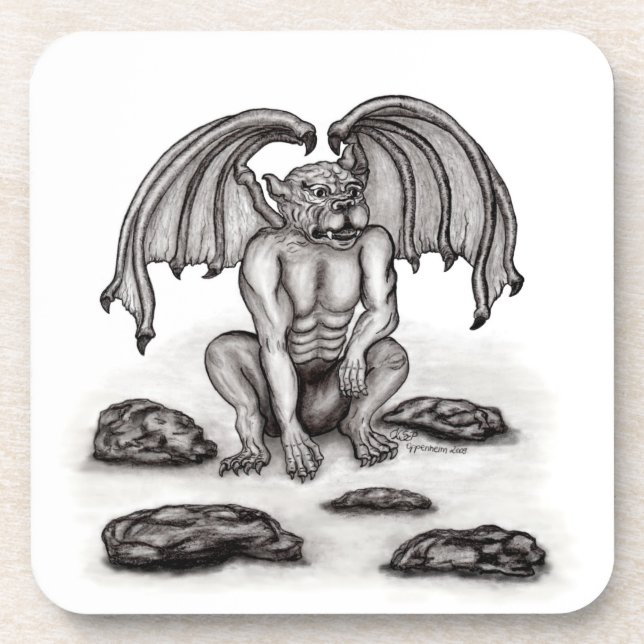 Golem Gargoyle Getränkeuntersetzer (Vorderseite)