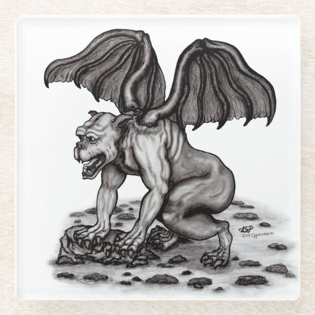 Golem Gargoyle Glasuntersetzer (Vorderseite)
