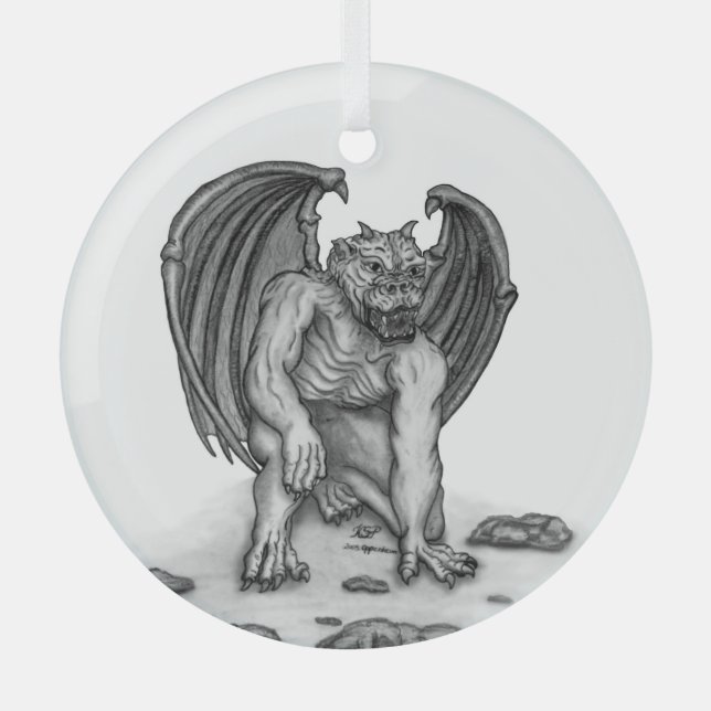 Golem Gargoyle Ornament Aus Glas (Vorderseite)