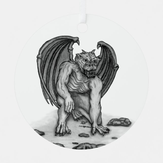 Golem Gargoyle Ornament Aus Metall (Vorderseite)