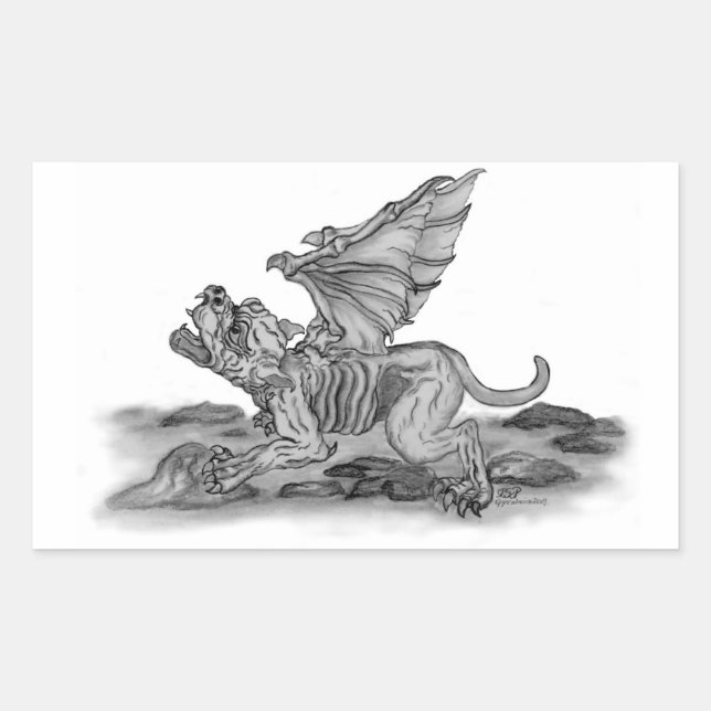 Golem Gargoyle Rechteckiger Aufkleber (Vorderseite)