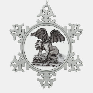 Golem Gargoyle Schneeflocken Zinn-Ornament