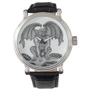 Golem Gargoyle, Schwarzweiß-Design Armbanduhr